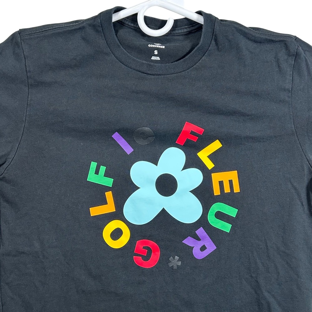 Converse Golf le Fleur Mens Small Black Graphic T-Shirt Tyler The Creator Flower